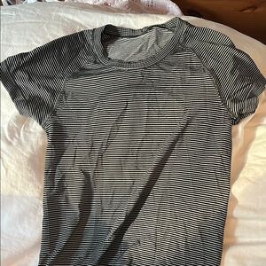 Black and White Striped Lululemon T-Shirt